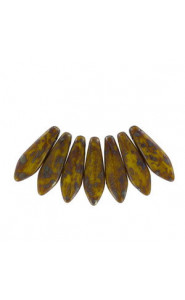 Czech Glass Daggers beads 5x16mm Lemon picasso 83120-43400